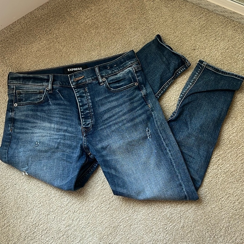 Express Vintage High-Rise Ripped Skinny Jeans Size 8 - Picture 1 of 6